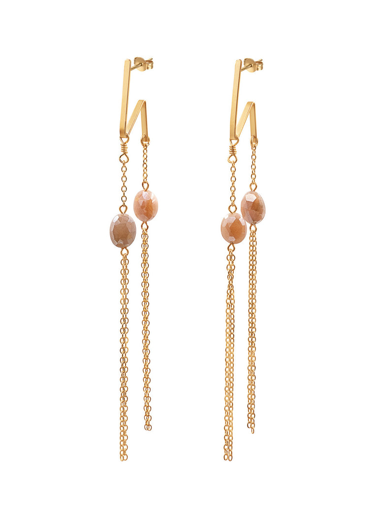 Doublicious Large Gemstone Earring - Goldish