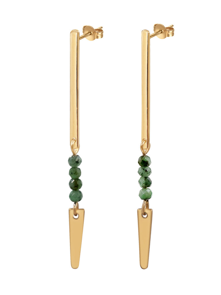 Spear Gemstone Earring - Goldish