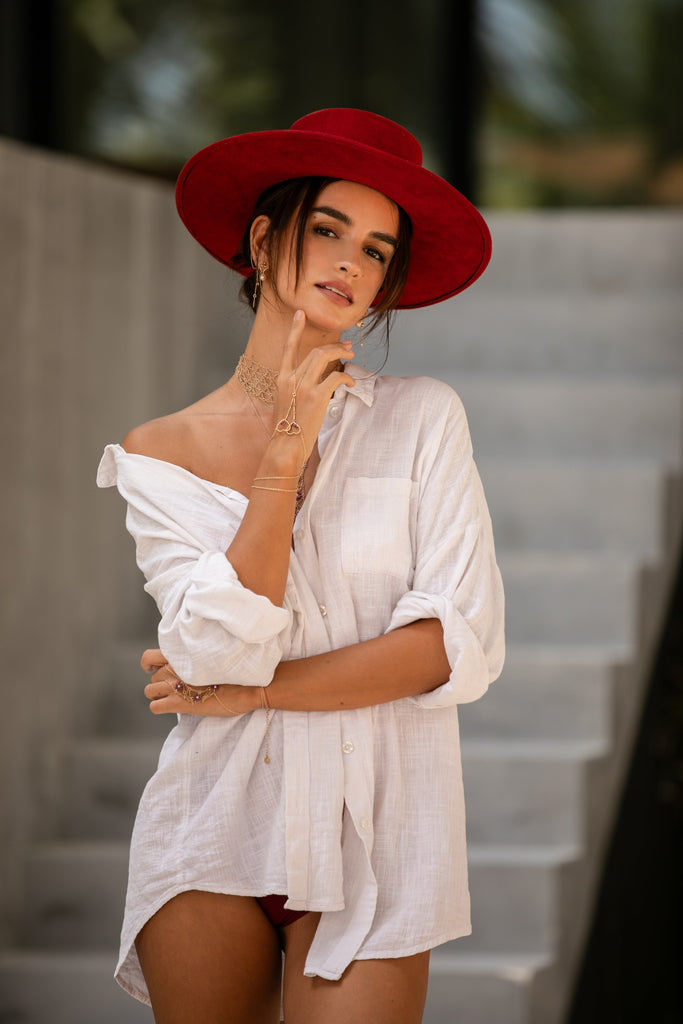 Double Heart Gemstone Hand Chain - Goldish