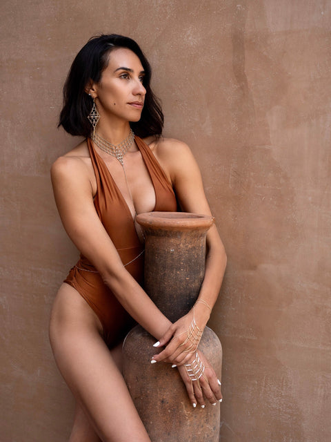 Cleopatra Pearl Body Chain - Goldish