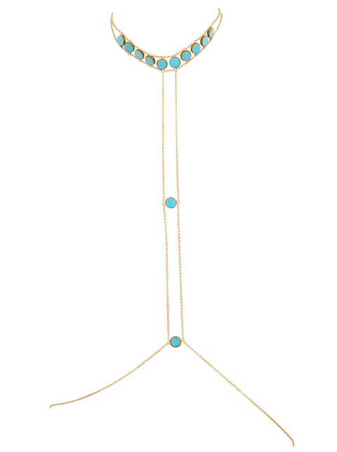 Crown Choker Circle Stone Body Chain - Goldish