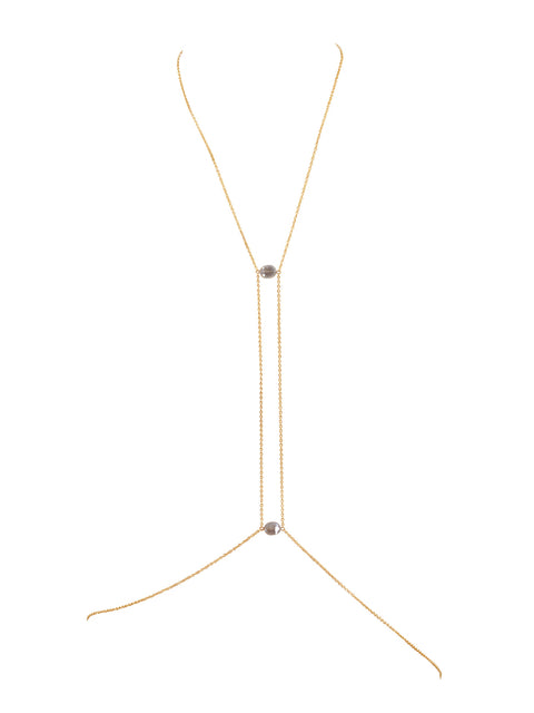 Center Point Gemstone Body Chain - Goldish