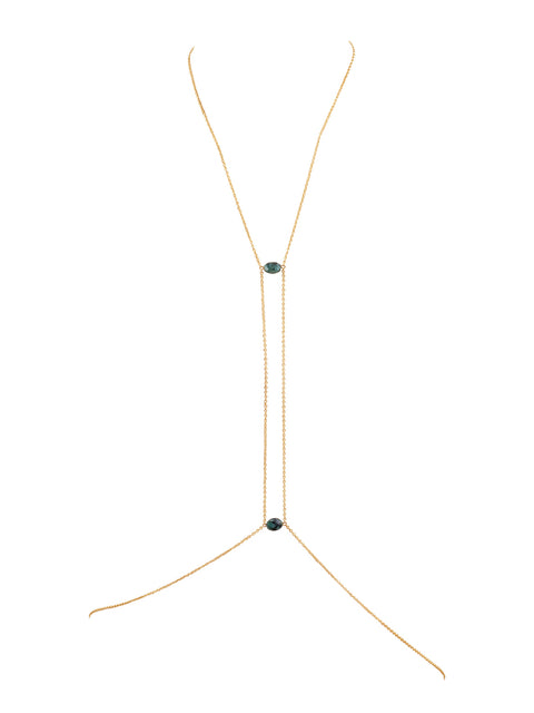 Center Point Gemstone Body Chain - Goldish