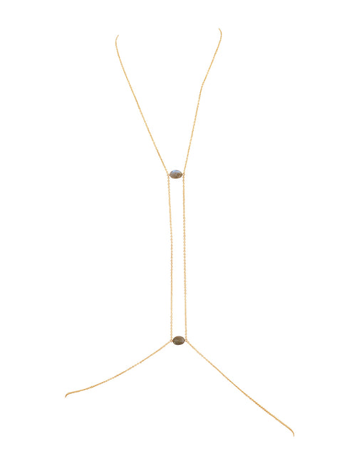 Center Point Gemstone Body Chain - Goldish