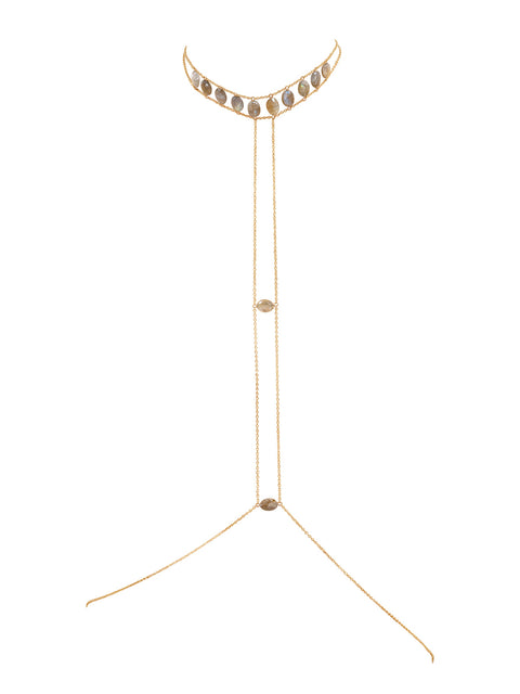 Crown Choker Gemstone Body Chain - Goldish