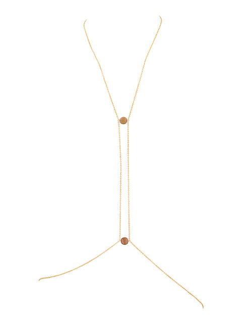 Center Point Circle Stone Body Chain - Goldish