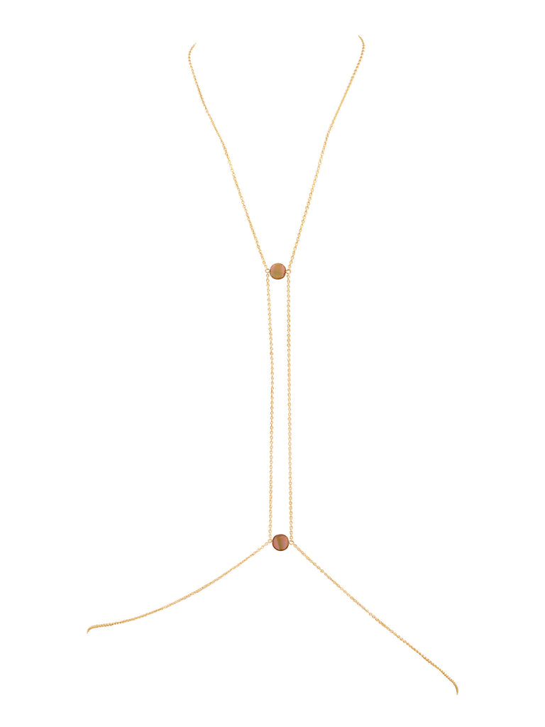 Center Point Circle Stone Body Chain - Goldish
