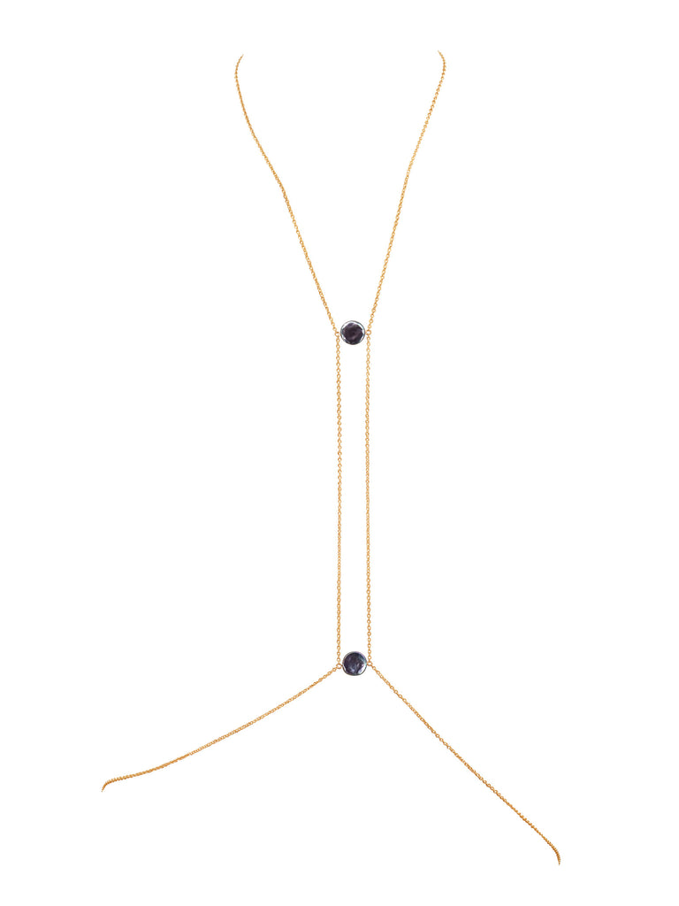 Center Point Pearl Body Chain - Goldish
