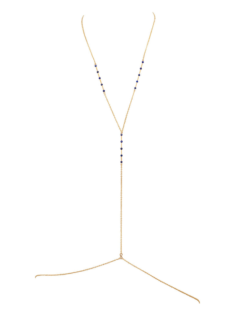 Simplicity Balancing Bars Gemstone Body Chain - Goldish