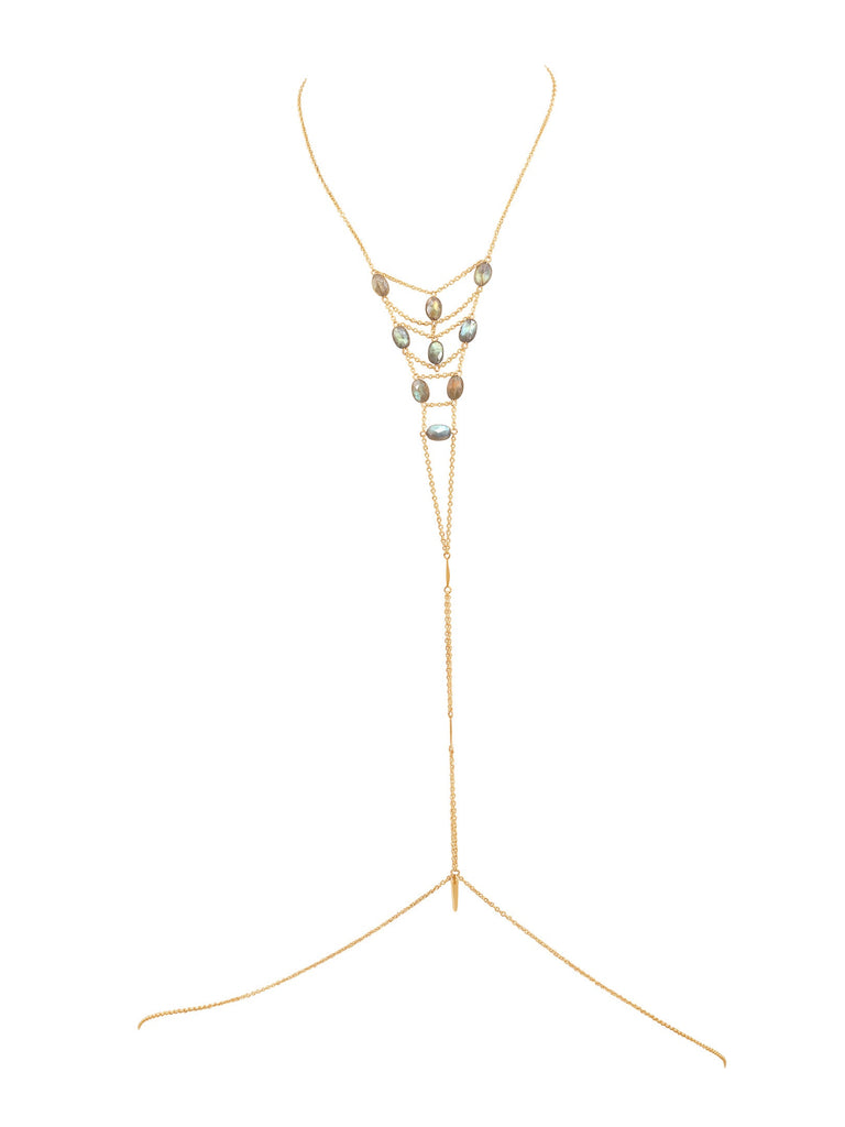Tree of Life Gemstone Body Chain - Goldish