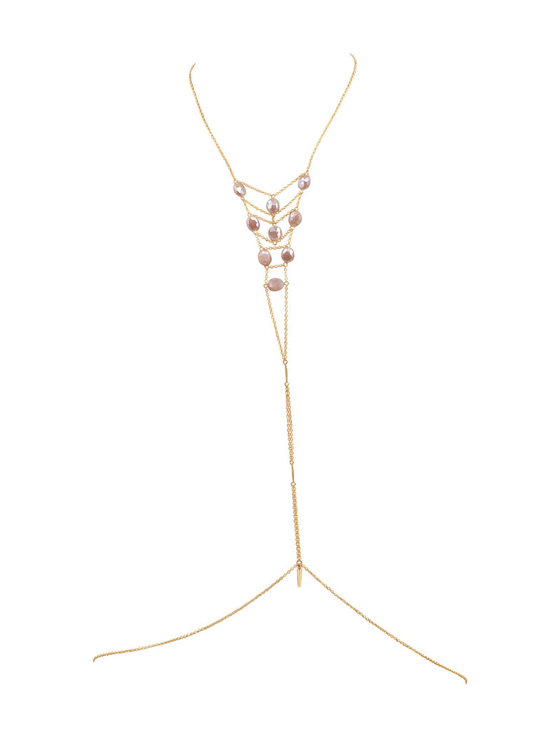 Tree of Life Gemstone Body Chain - Goldish