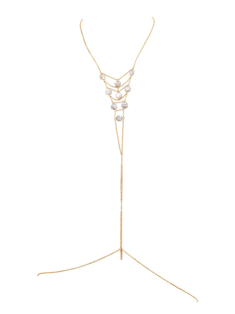 Tree of Life Gemstone Body Chain - Goldish