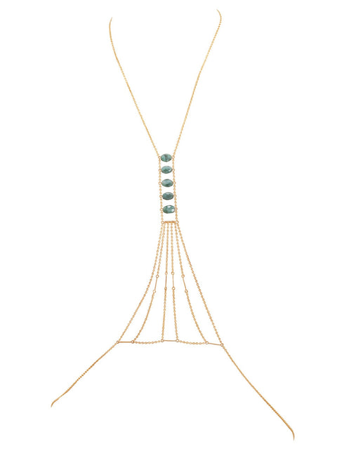 Heart Chakra Gemstone Body Chain - Goldish
