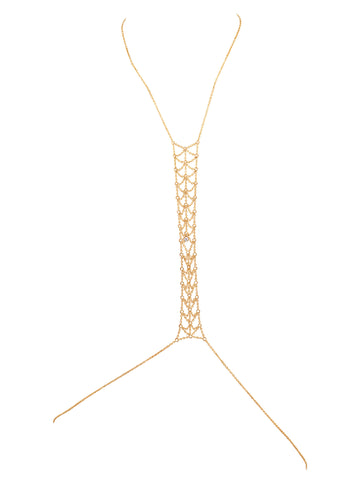 Mesh Spine Body Chain with Zirconia - Goldish