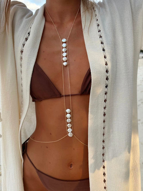 Ladders to Bliss Pearl Body Chain - Goldish
