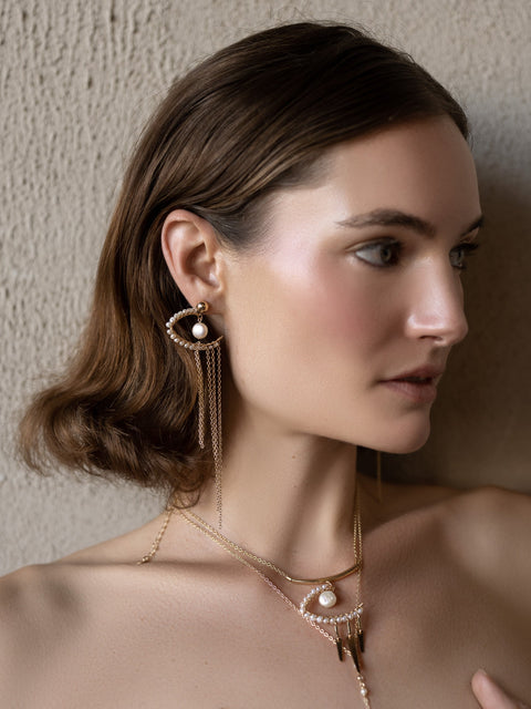 Eye of Ra / Horus Waterfall Earring - Goldish