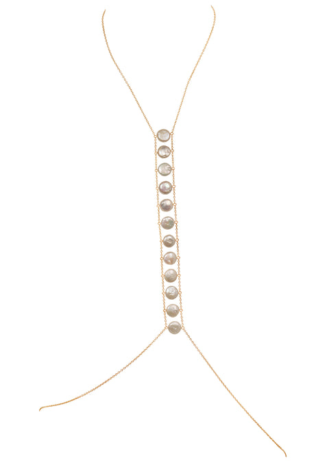 Spine Pearl Body Chain - Goldish