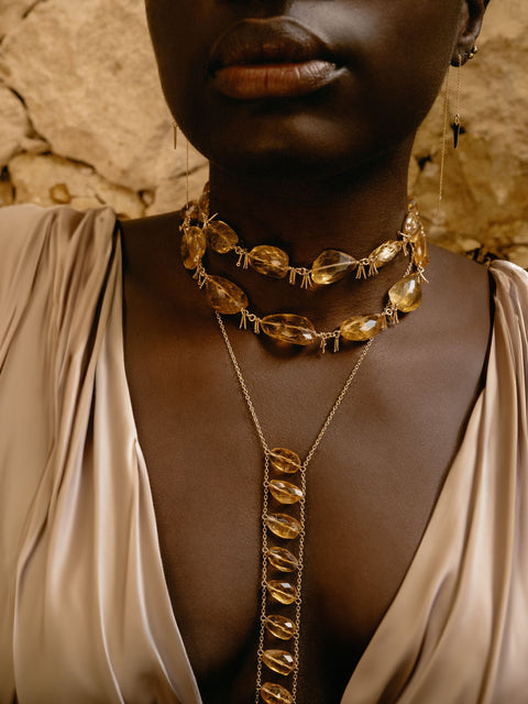 Citrine Jingle Choker Necklace
