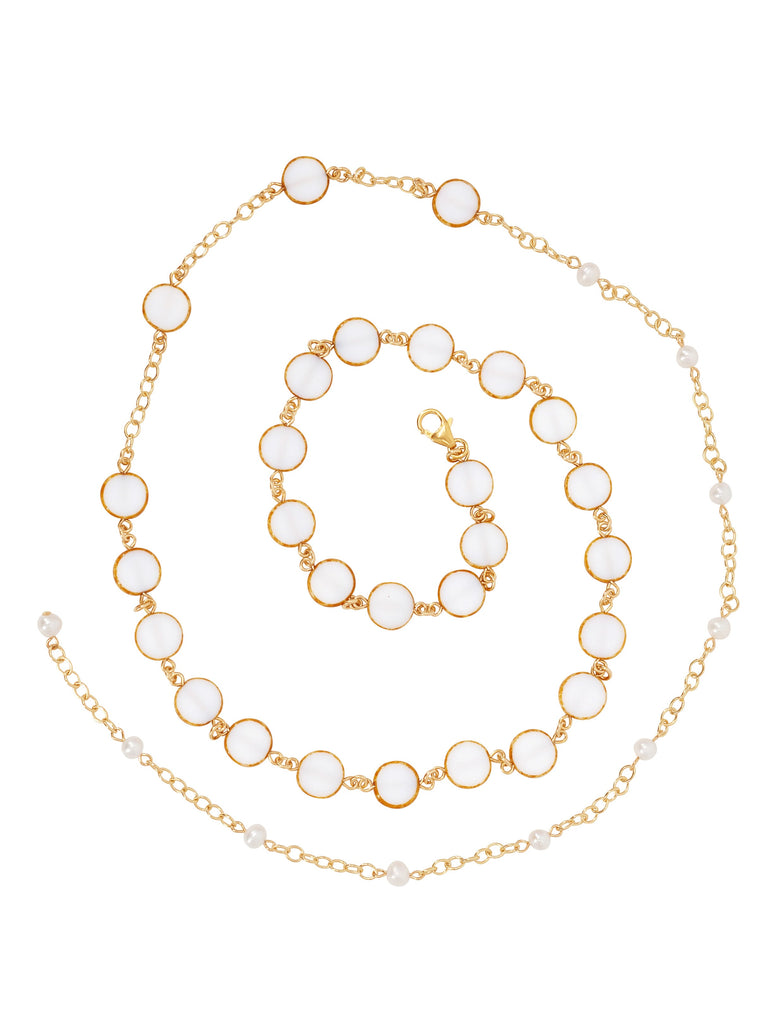 Evolution Circle Stone Belly Chain - Necklace - Choker - Anklet - Goldish