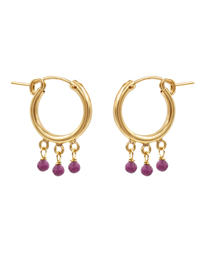 Fringe Hoop Gemstone Earring - Goldish