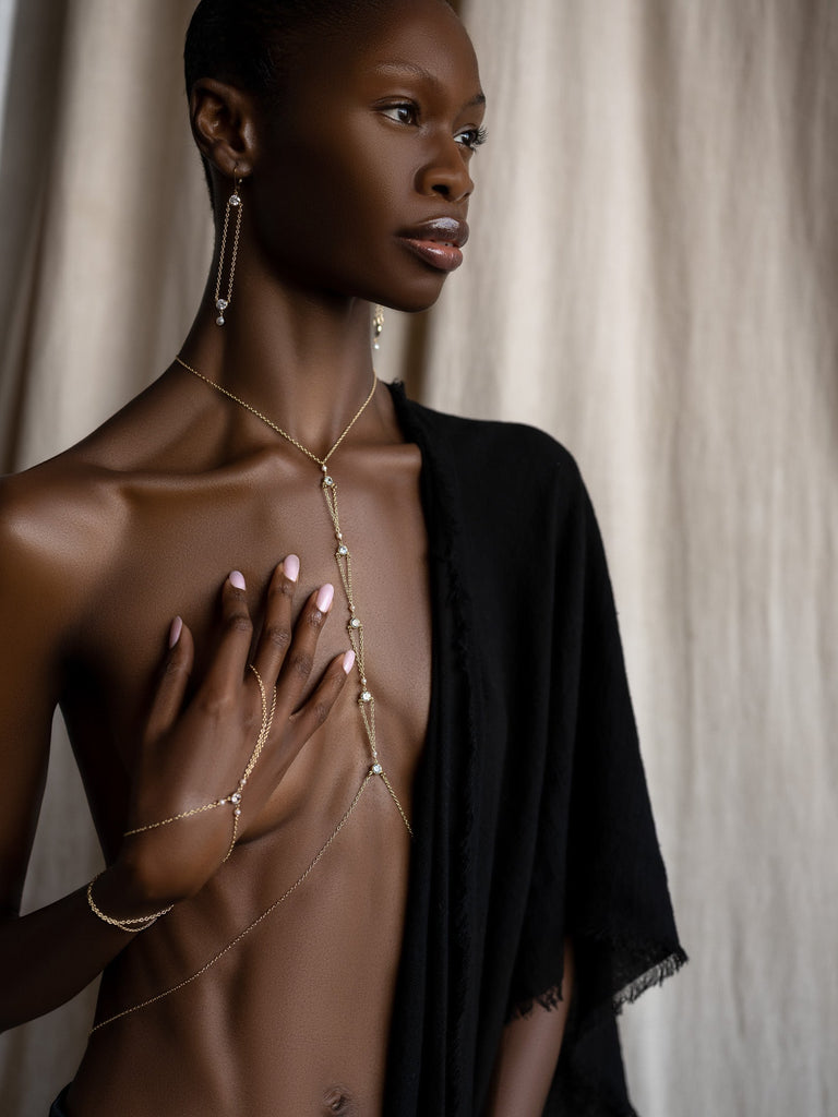 Diamond Spine Body Chain - Goldish