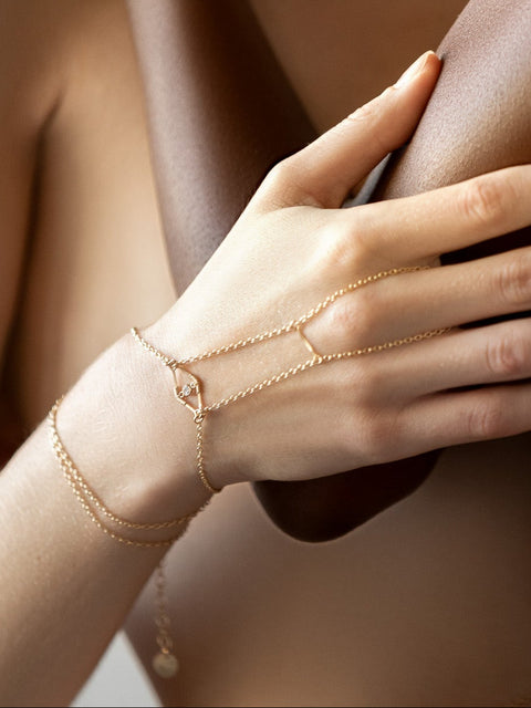 Diamond Eye Hand Chain - Goldish