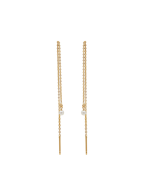 Thread Pearl Earring - Goldish