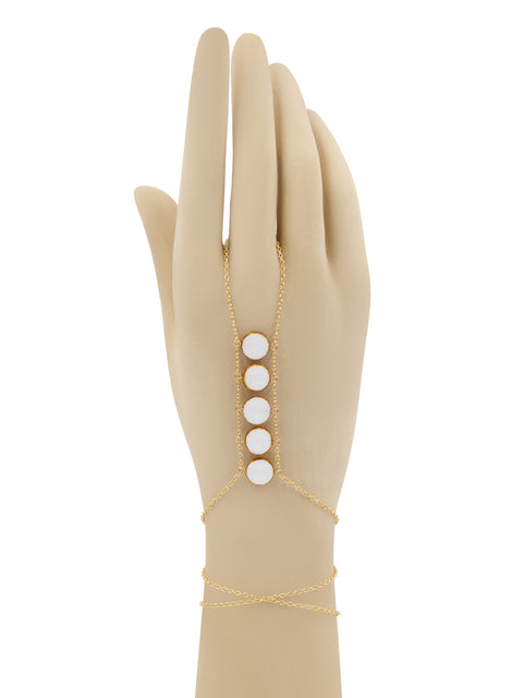 Ladders to Bliss Circle Stone Hand Chain - Goldish