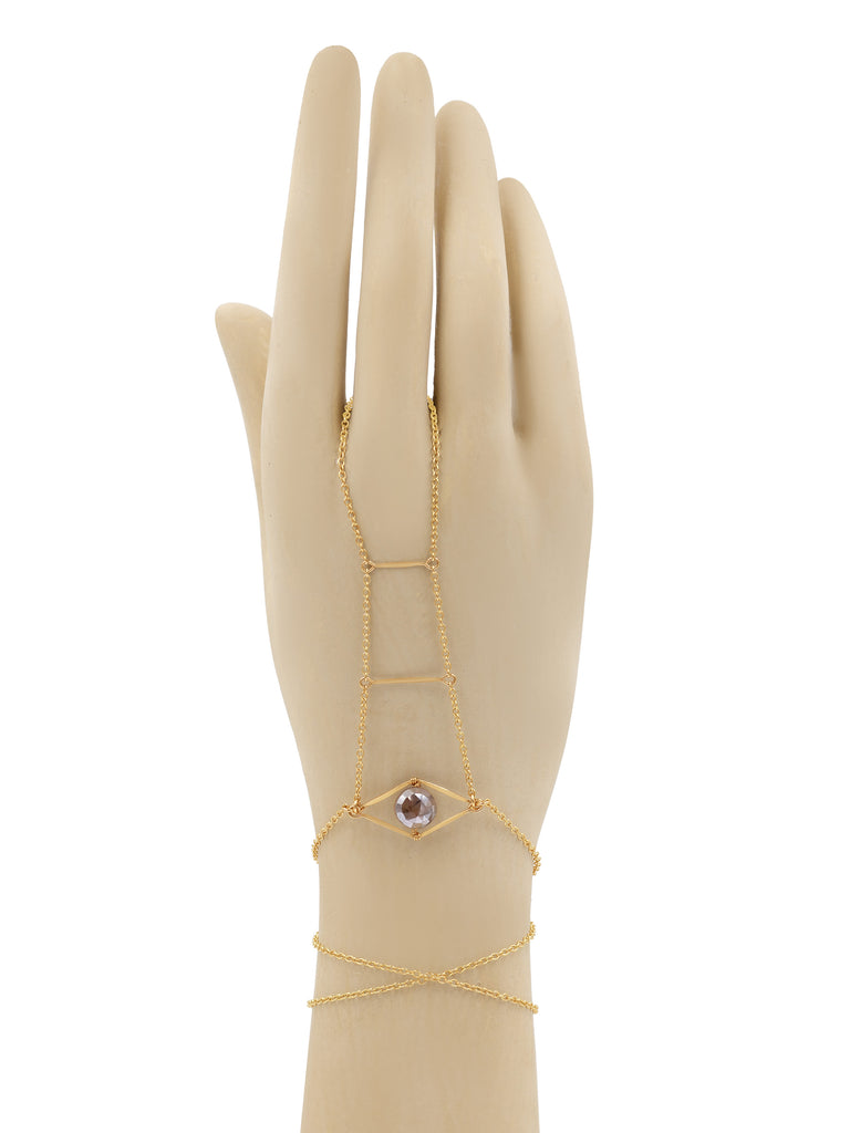 Cupid's Eye Gemstone Hand Chain - Goldish