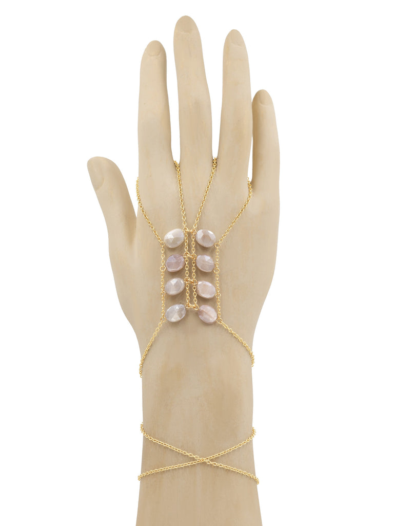 Double Ladders to Bliss Gemstone Hand Chain - Goldish