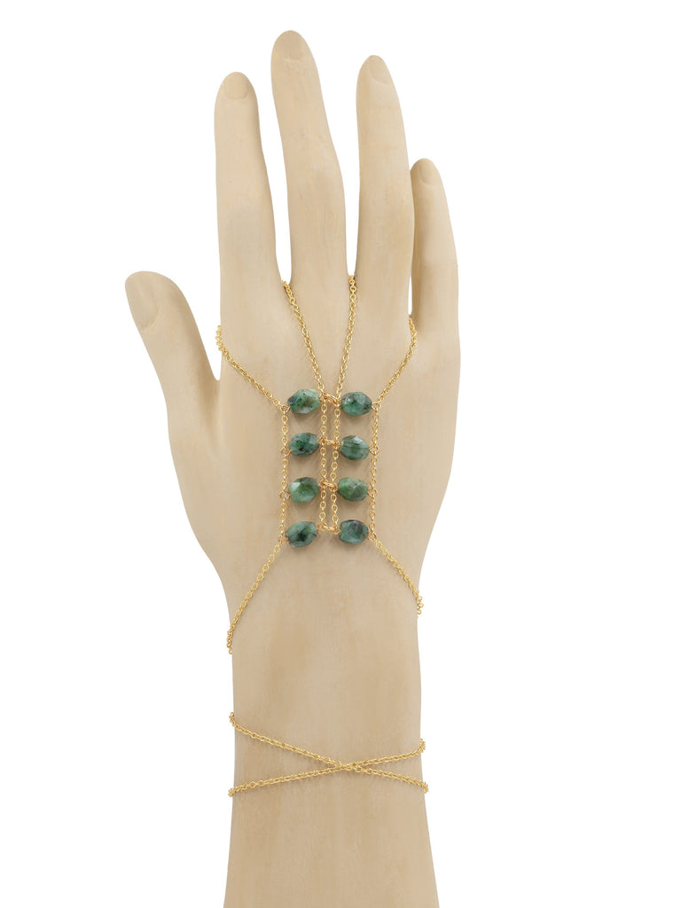 Double Ladders to Bliss Gemstone Hand Chain - Goldish