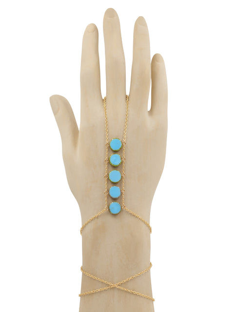 Ladders to Bliss Circle Stone Hand Chain - Goldish