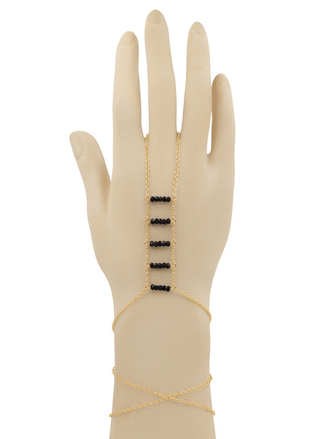 Ladders to Bliss Beaded Gemstone Hand Chain - Goldish