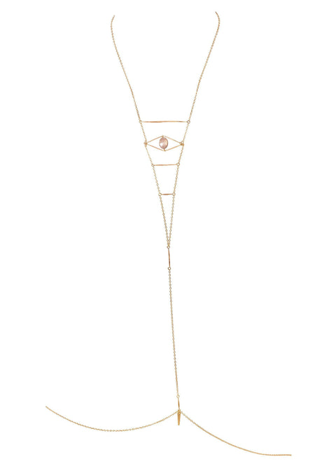 Cupid's Eye Gemstone Body Chain - Goldish