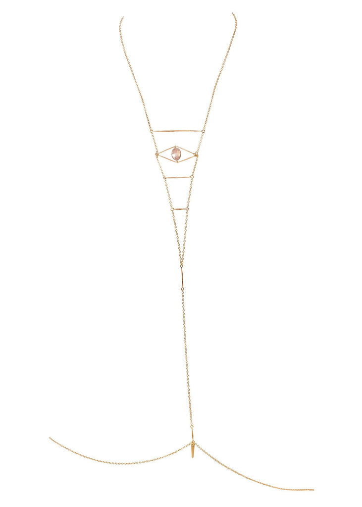 Cupid's Eye Gemstone Body Chain - Goldish