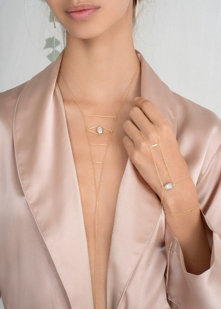 Cupid's Eye Gemstone Body Chain - Goldish