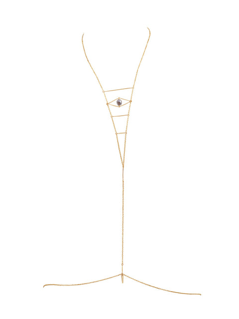 Cupid's Eye Gemstone Body Chain - Goldish