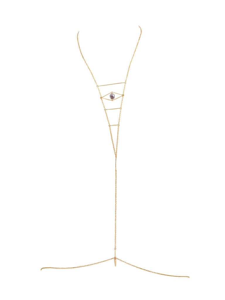 Cupid's Eye Gemstone Body Chain - Goldish