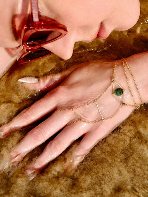 Cupid's Eye Gemstone Hand Chain - Goldish
