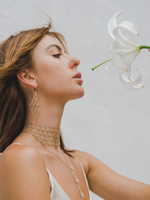 Mesh Portal Choker & Face Mask - Goldish