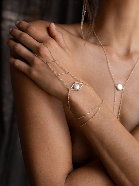 Cupid's Eye Pearl Hand Chain