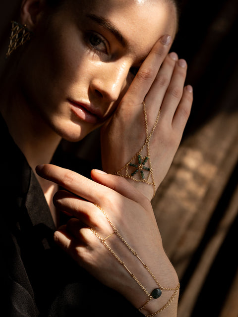 Pyramid Gemstone Hand Chain