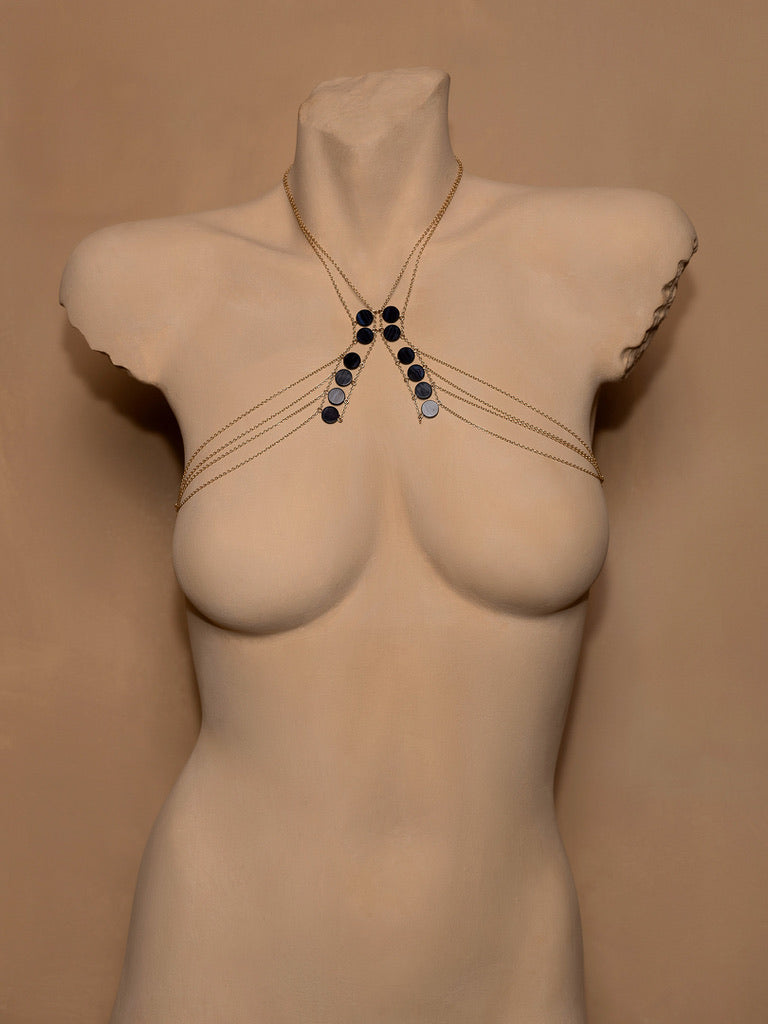 Circle Stone Womb Body Chain - Goldish