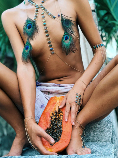 Spine Gemstone Body Chain - Goldish