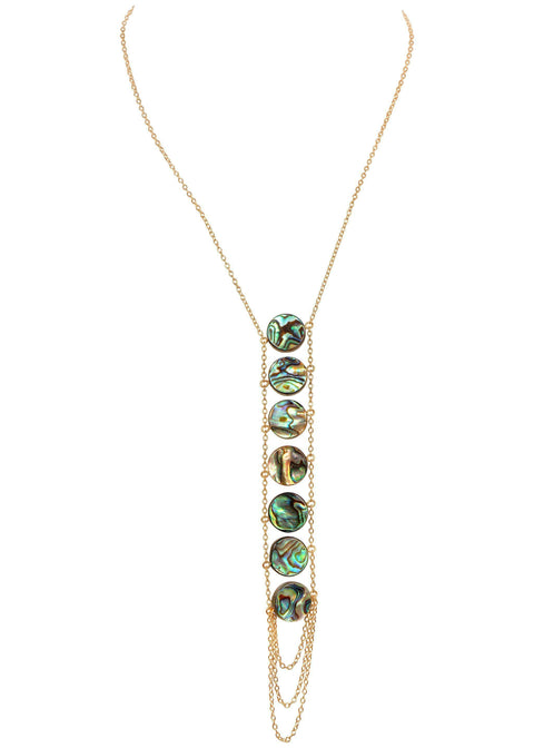 Abalone 7 Chakra Necklace - Goldish