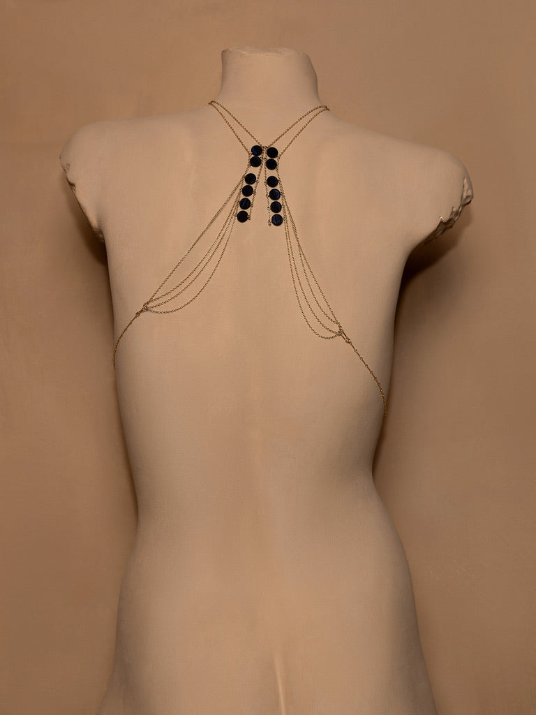 Circle Stone Womb Body Chain - Goldish
