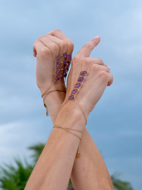 Ladders To Bliss Gemstone Hand Chain - Goldish