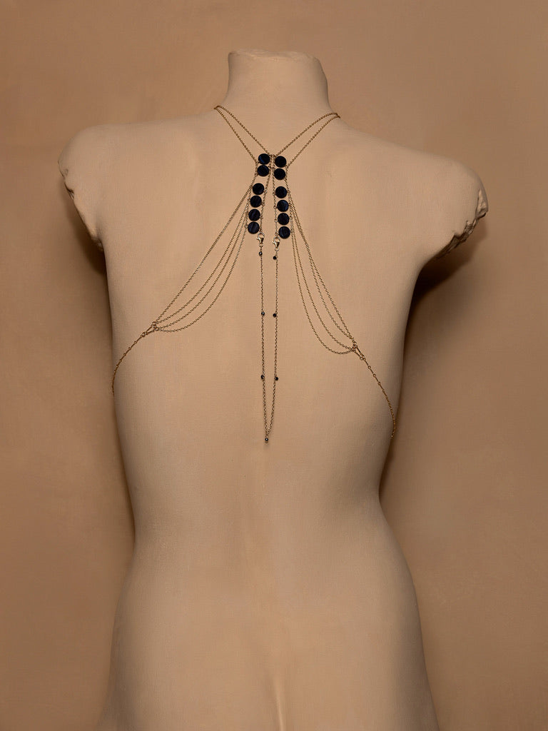 Circle Stone Womb Body Chain - Goldish