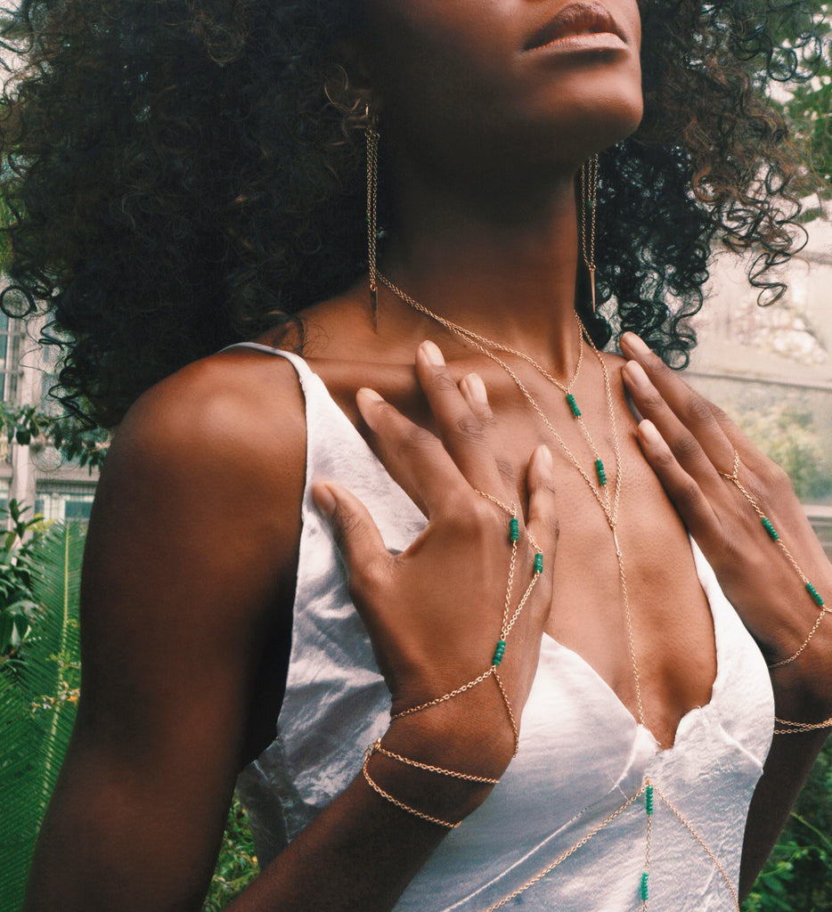 Gemstone Double Simplicity Handchain - Goldish