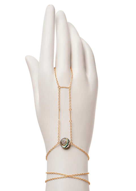 Center Point Abalone Hand Chain - Goldish